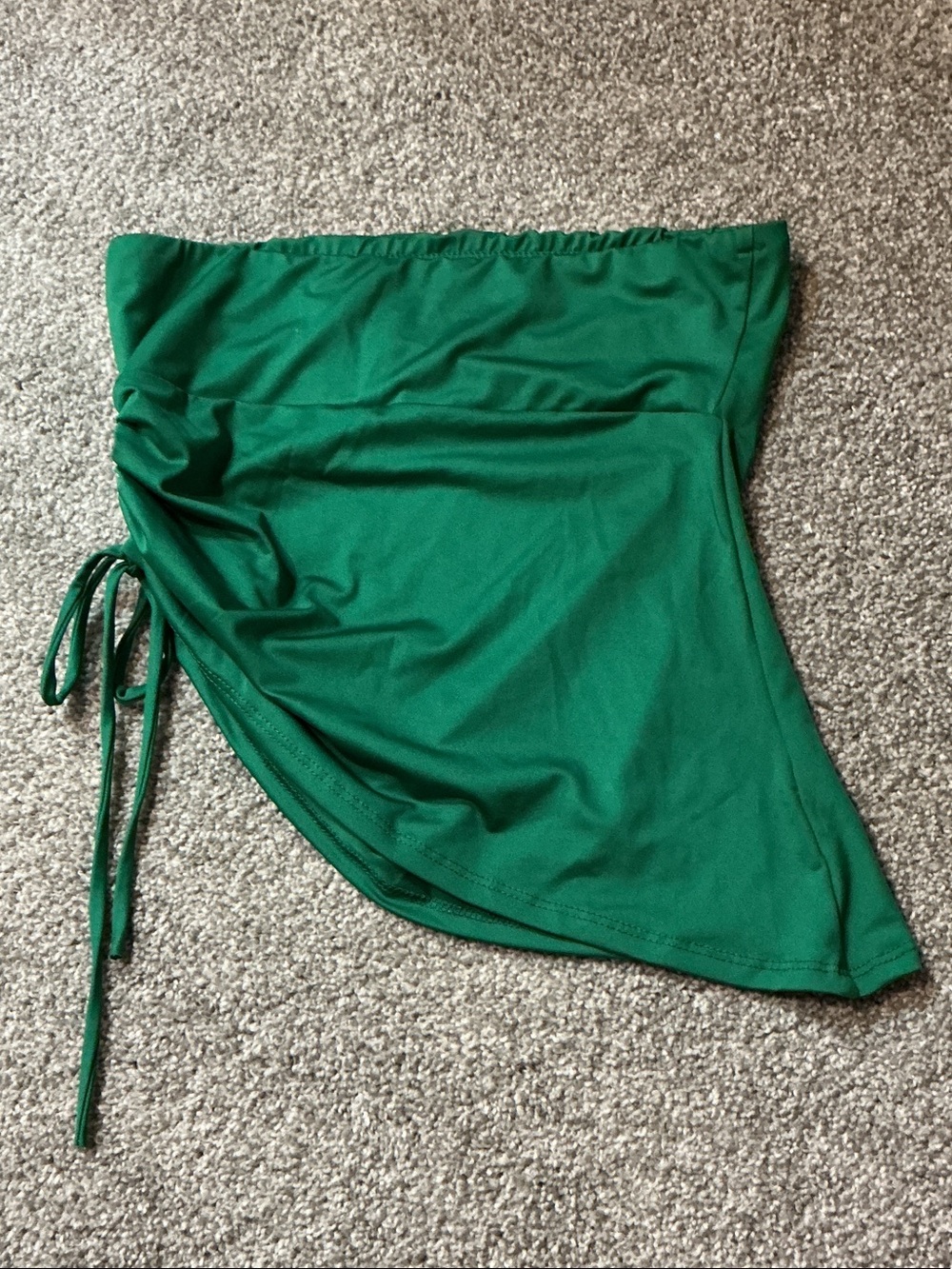 Emerald Drawstring Ruched Asymmetrical Mini Shirt - Picture 3 of 3